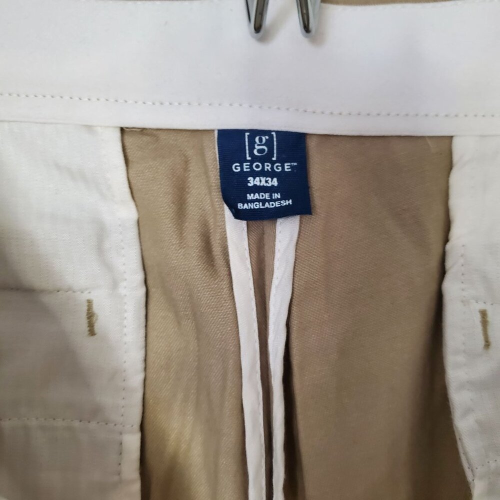 George Khaki Straight Fit Chino Pants Stone Wash 34x34 - Picture 4 of 8